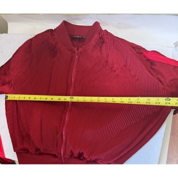 Aritzia Golden TNA NEW Bailer Pleated Oversize Balloon Track Bomber Jacket Satin - Picture 15 of 16